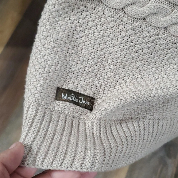 Matilda Jane tan fringed sleeveless long open front cable knit cardigan - Picture 6 of 8